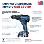 Furadeira Parafusadeira de Impacto 1/2" 18V 2 Bat GSB18V-50 Bosch