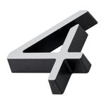 Número 4 Plástico Preto Cromado 8cm