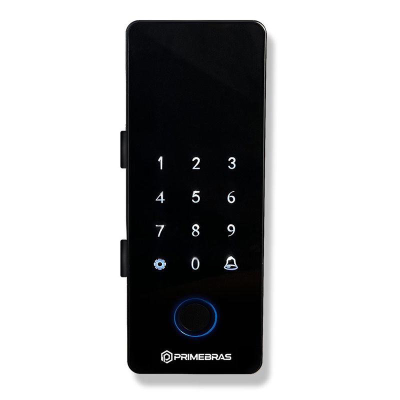 Fechadura Digital Sobrepor Vidro Biometria e Bluetooth Athenas Preto