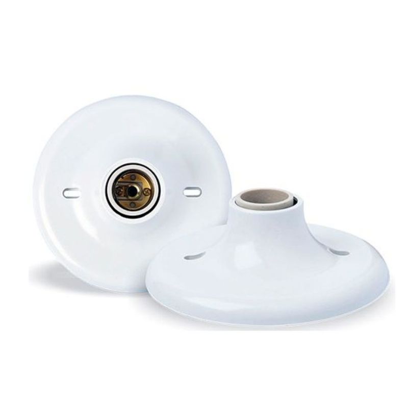 Plafonier Plástico Redondo FC Soquete Porcelana 1XE27 Branco