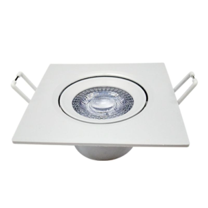 Pack 5 Spots de LED Embutir Quadrado Branco 5W 400 Lúmens Luz Branca