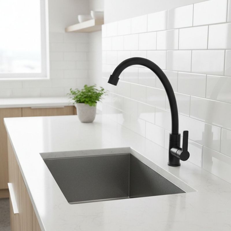 Torneira para Cozinha Mesa 1/4V Bica Alta Preto C29 ABS