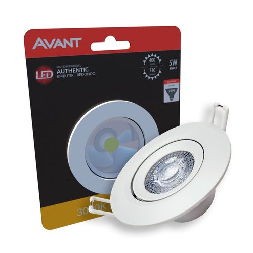 Spot de LED Supimpa Embutir Redondo Branco 5W 450 Lúmens Luz Amarela