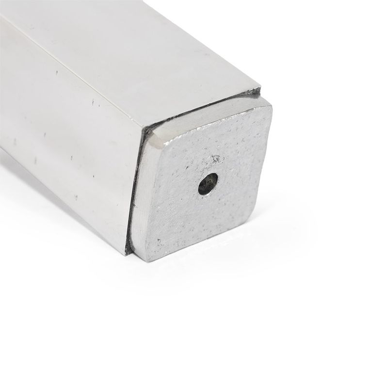 Pé Quadrado para Móvel com Sapata e Bucha 100mm Alumínio Polido