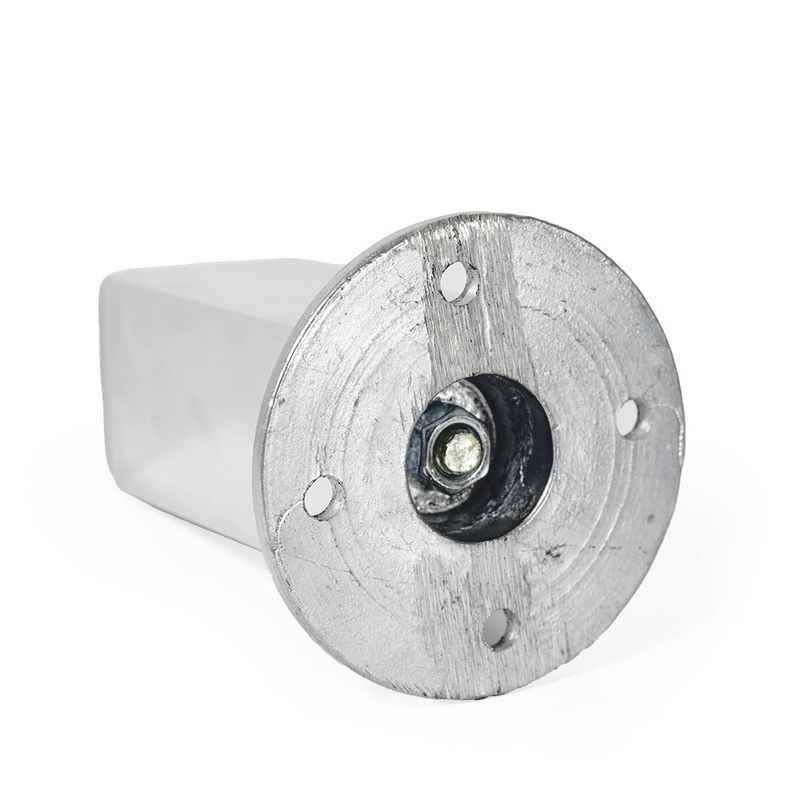 Pé Quadrado para Móvel com Sapata e Bucha 100mm Alumínio Polido