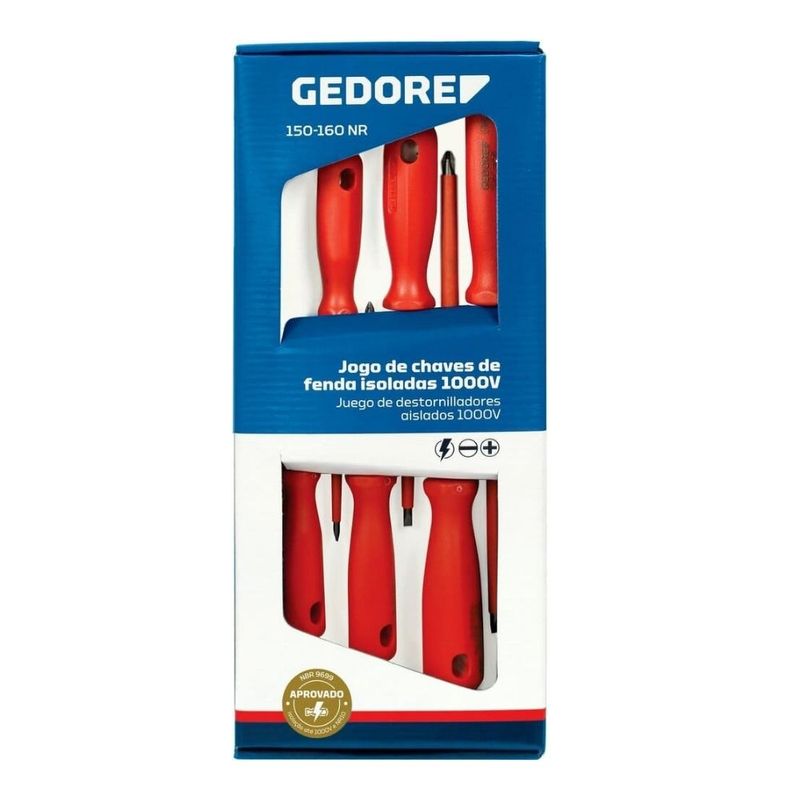 Jogo Chave Fenda/Phillips Isolada 6 Peças Cromo Vanádio Pta Imã Gedore
