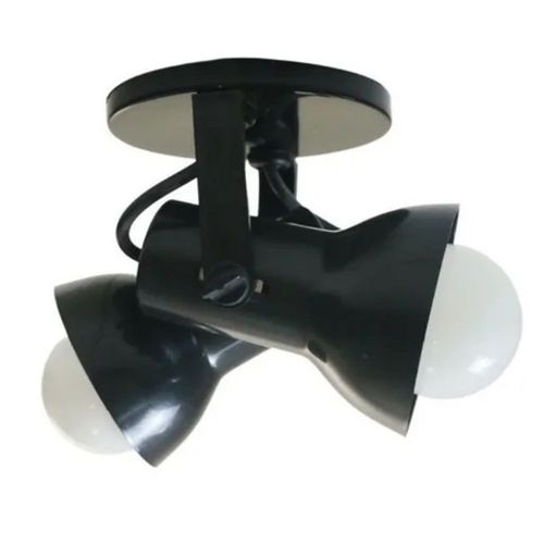 Spot de Sobrepor Cone em Polibutileno Preto para 2 Lâmpadas E27