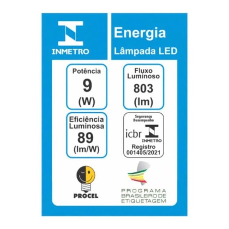 Lâmpada Bulbo LED 9W 803 Lúmens Bivolt Luz Amarela