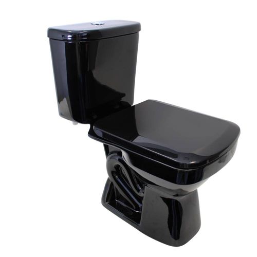 Kit Vaso Sanitário com Caixa Acoplada Vita Quadrada 3/6L Preto Fiori