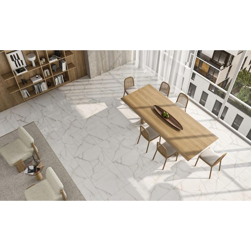 Piso Thassos Gris Retificado Polido Branco 75x75cm 2,81m2