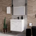 Kit Gabinete para Banheiro Aster Branco/Marmore Branco 51cm