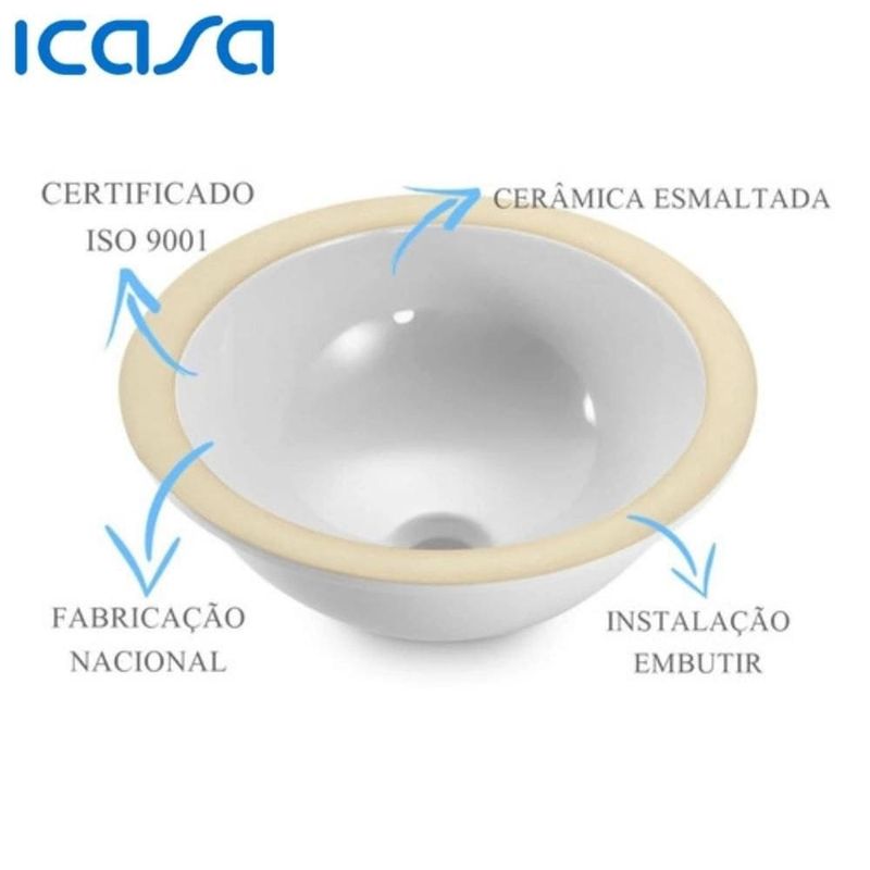 Cuba De Embutir Louça IL61-00 Redonda 31cm Branca