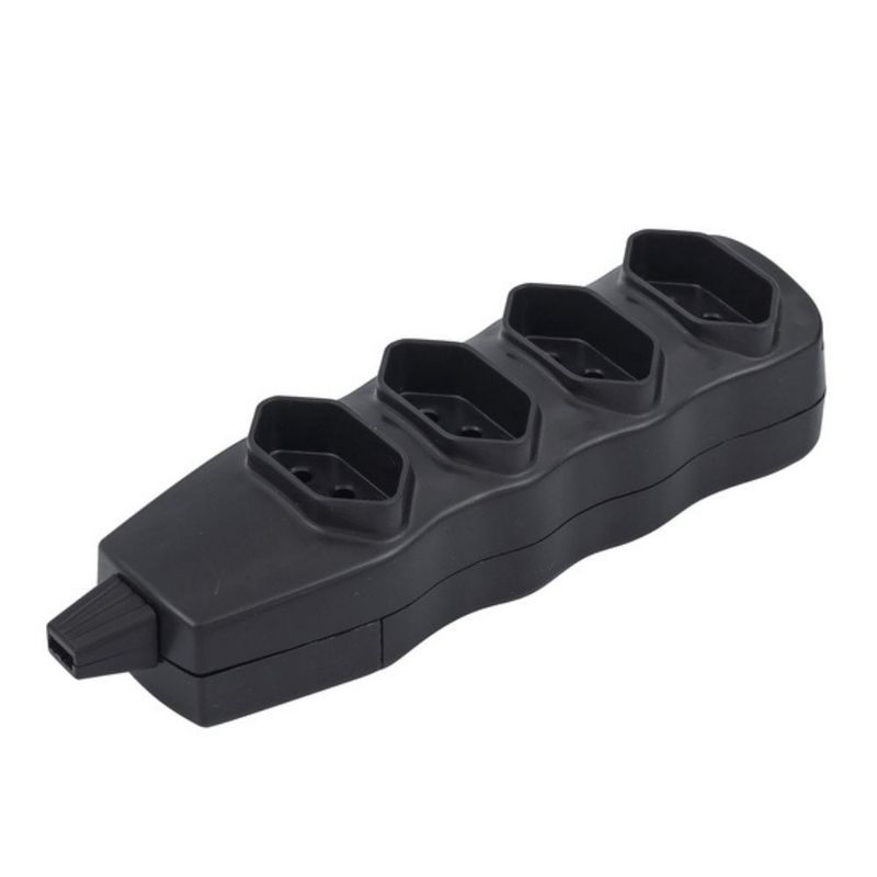 Tomada em Barra com 4 tomadas de 2 Pólos + Terra 10 Amperes Preta