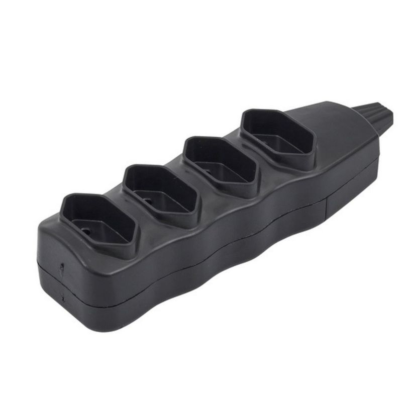 Tomada em Barra com 4 tomadas de 2 Pólos + Terra 10 Amperes Preta