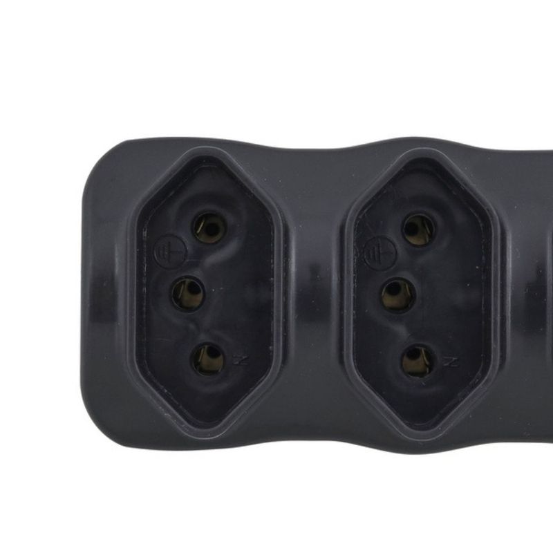 Tomada em Barra com 4 tomadas de 2 Pólos + Terra 10 Amperes Preta