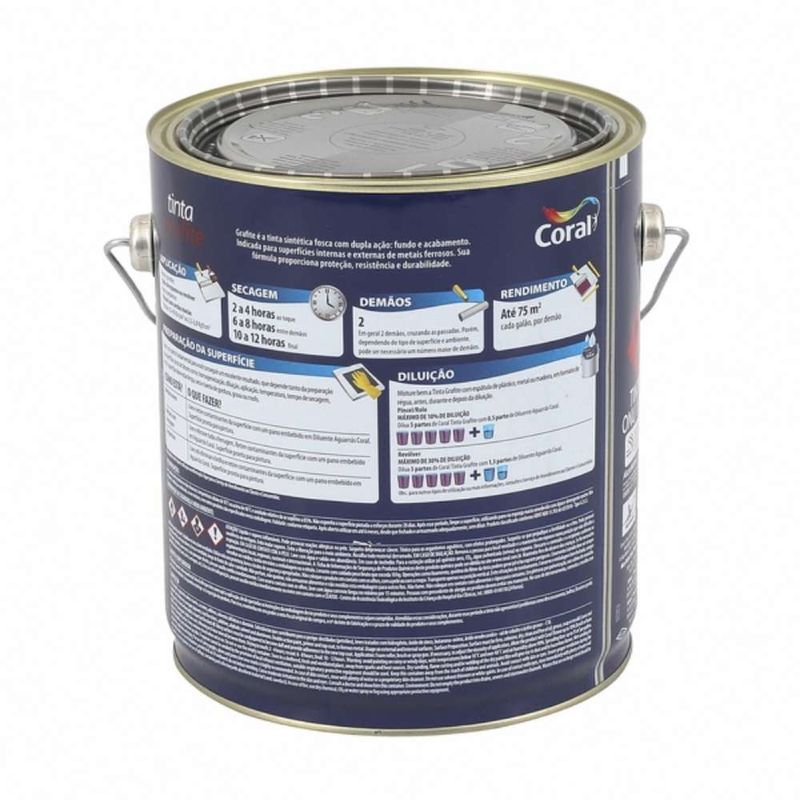 Esmalte Premium Sintético Fosco Grafite Cinza Escuro 3,6L Coral