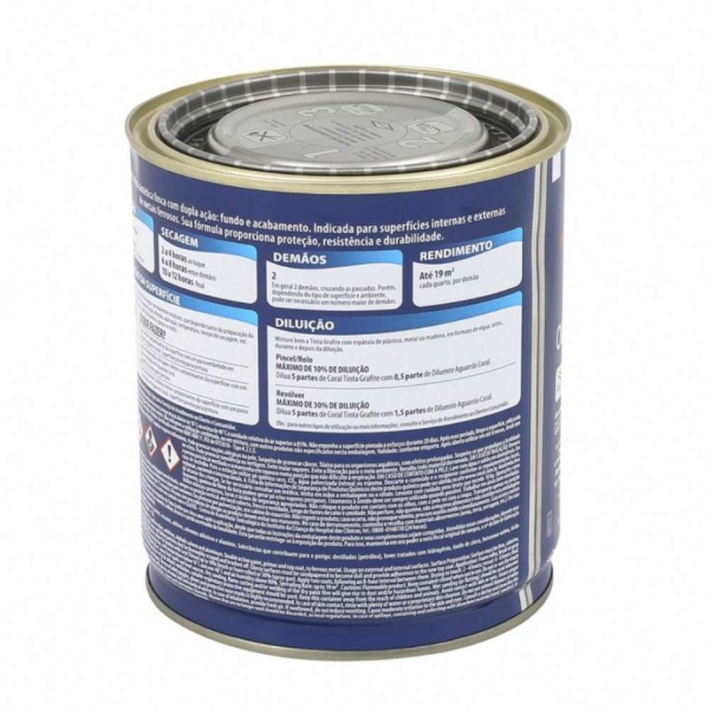 Esmalte Premium Sintético Fosco Grafite Cinza Escuro 0,9L Coral