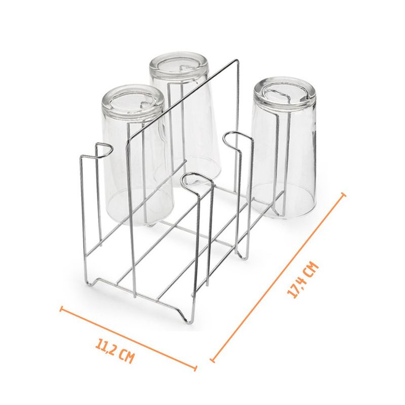Porta Copo Cozinha de Mesa com Capacidade para 6 Copos Cromado