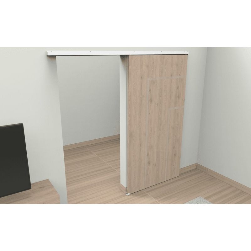 Kit para Porta de Correr Suspenso 04 Rodizios 2m 60Kg Alumínio Branco