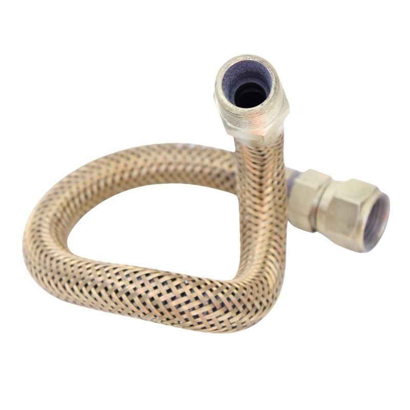 Engate Flexível Metálico para Gás Macho Fêmea 30cm 1/2x3/4" Haenke