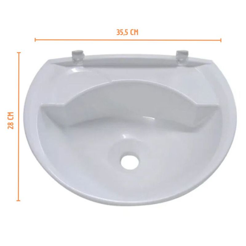 Lavatório Plástico Suspenso 35,5X28cm Branco