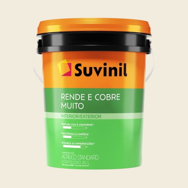 Tinta Standard Acrílica Fosco Rende e Cobre Branco 20L Suvinil