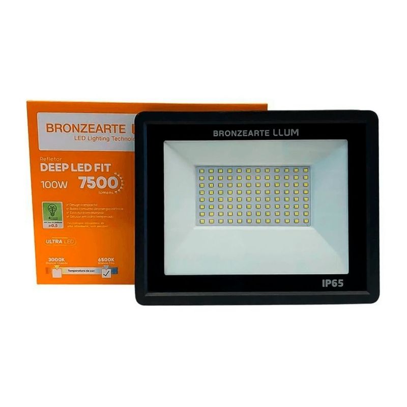 Refletor de LED Deep Fit 100W IP65 7500 Lúmens Luz Branca
