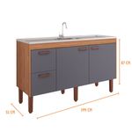 Gabinete para Cozinha Slim 144x87x50cm MDF Freijó/Titanium