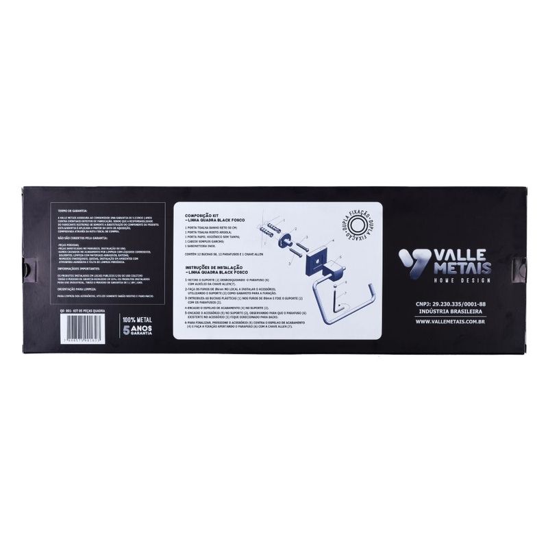 Kit Acessórios para Fixar Inox Quadra com 5 peças Preto Fosco