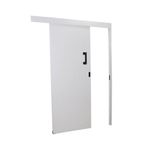 Kit Porta Correr Lisa Melamínica Sobrepor Branco Revesível 215x80cm