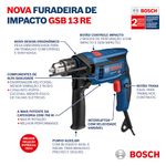 Furadeira de Impacto 1/2" (13mm) 750W GSB13RE c/ Maleta 127V Bosch