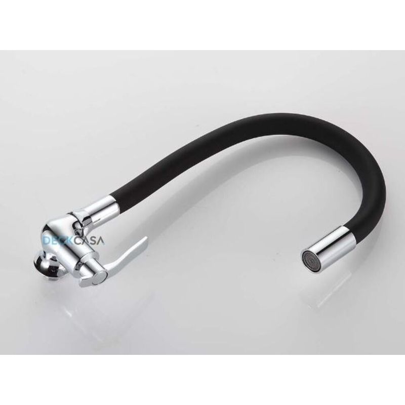 Torneira para Cozinha Parede 1/4V Bica Alta Preto Flexível