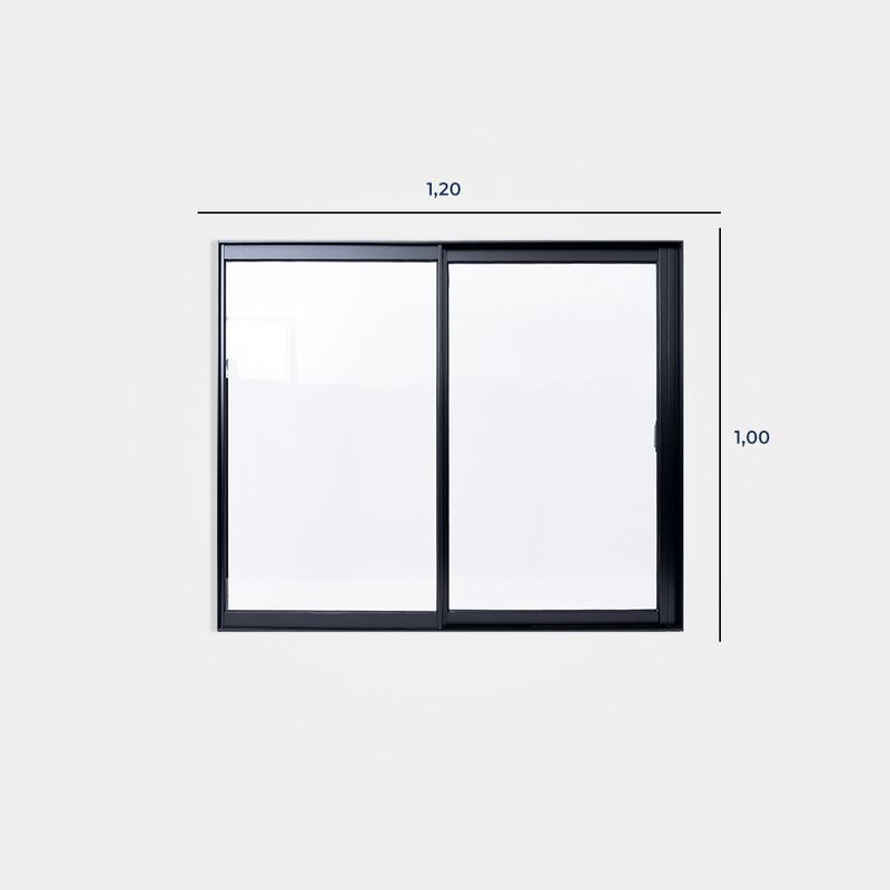 Janela de Correr 2 Folhas sem Grade Alumínio Preto 100x120cm