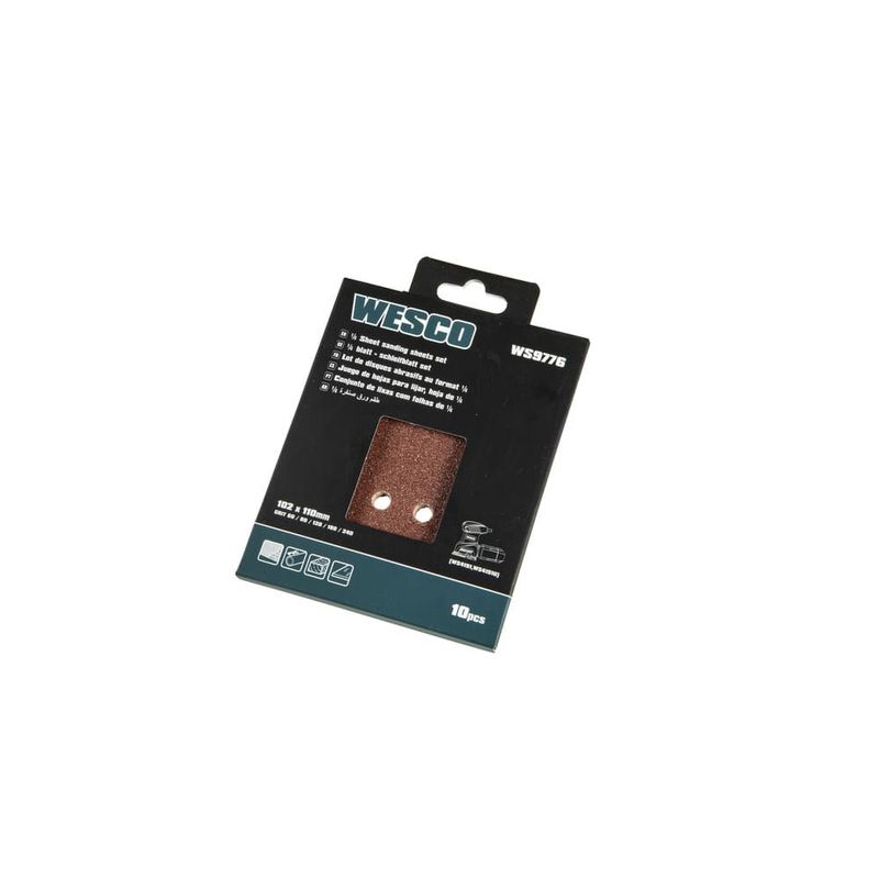 Jogo De Lixas para Lixadeira Orbital 102x110mm C/10 Peças WS9776 WESCO