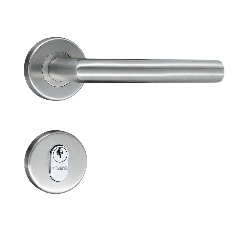 Fechadura Externa Roseta Redonda Florença 55MM Inox Escovado