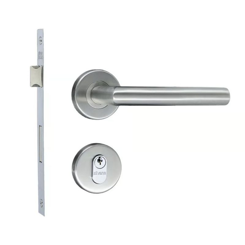 Fechadura Externa Roseta Redonda Florença 55MM Inox Escovado