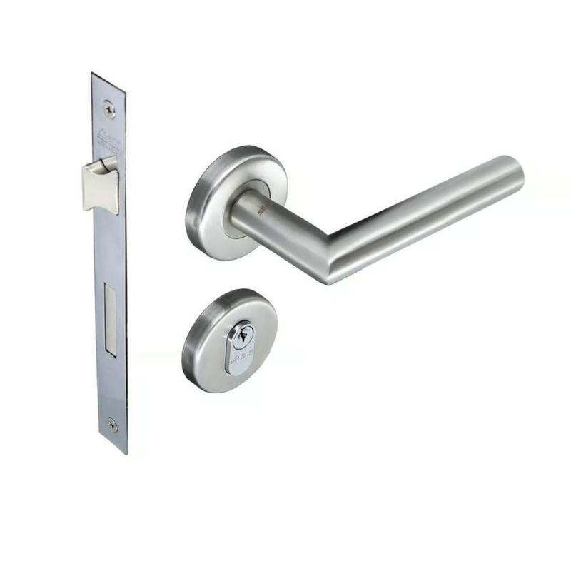 Fechadura Externa Roseta Redonda Florença 55MM Inox Escovado