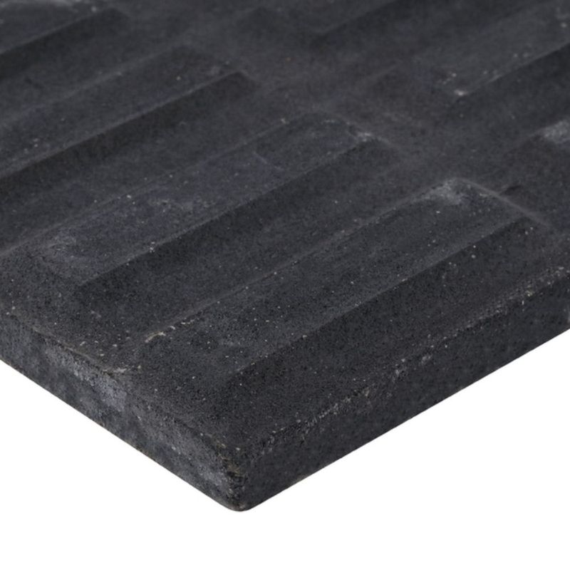 Piso Cimentício Rampa Filete Preto 30,7x30,7cm Amarrado com 5 Un.