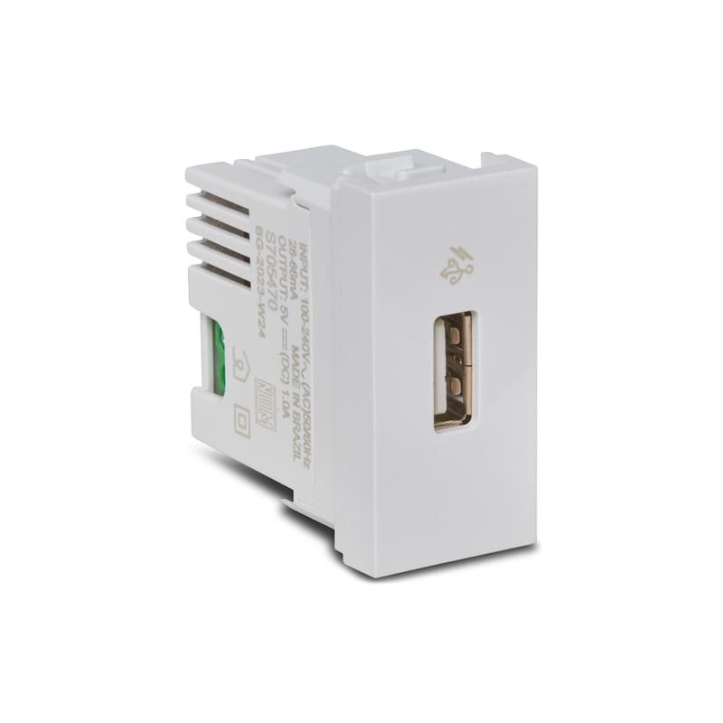 Módulo Carregador USB 1A Bivolt Branco Orion