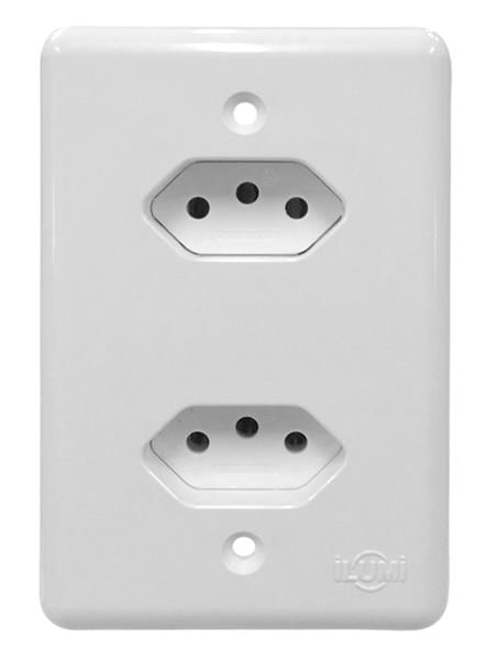 Conjunto 2 Tomadas 2P+T 10A Pré-Ligadas 4x2 Stylus Ilumi