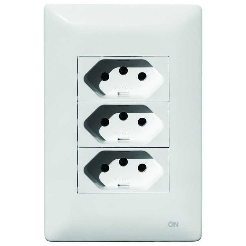 Conjunto 3 Tomadas 2P+T 10A/250V 4x2 Branco Stylus