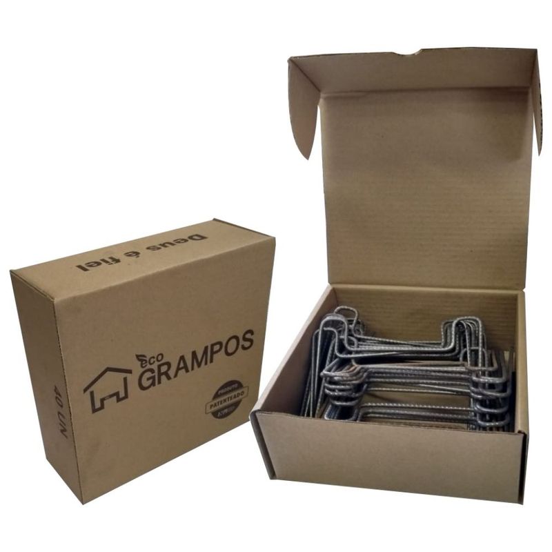 Grampos para Caixaria Concreto 9cm Caixa com 40 Unidades Ecogrampos