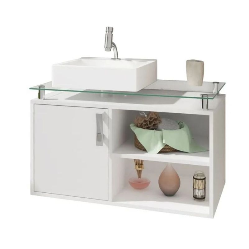 Gabinete para Banheiro Braga MDF Branco 80cm