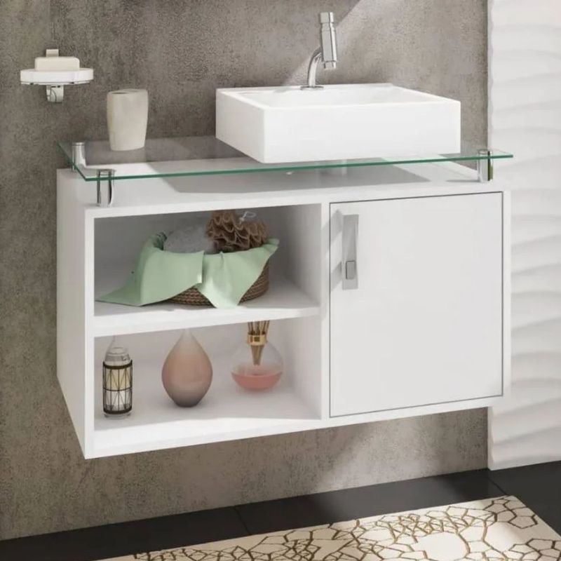 Gabinete para Banheiro Braga MDF Branco 80cm