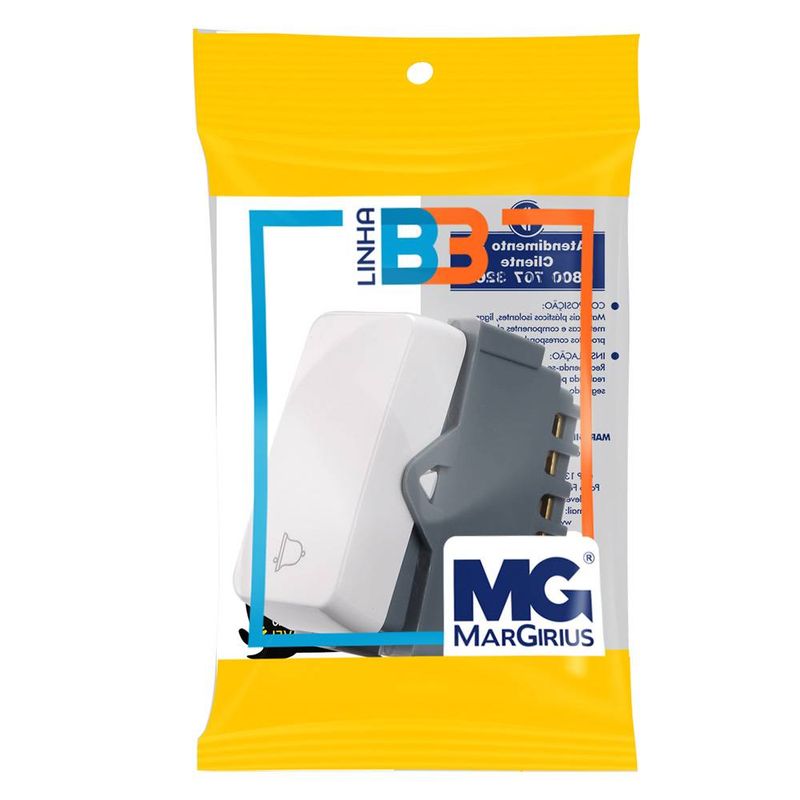 Módulo Pulsador para Campainha 10A/250V Branco Linha B3