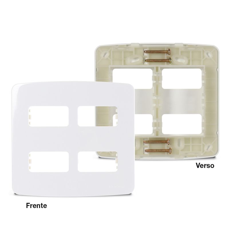 Placa 4 Postos 4x4 com Suporte Branca Linha B3