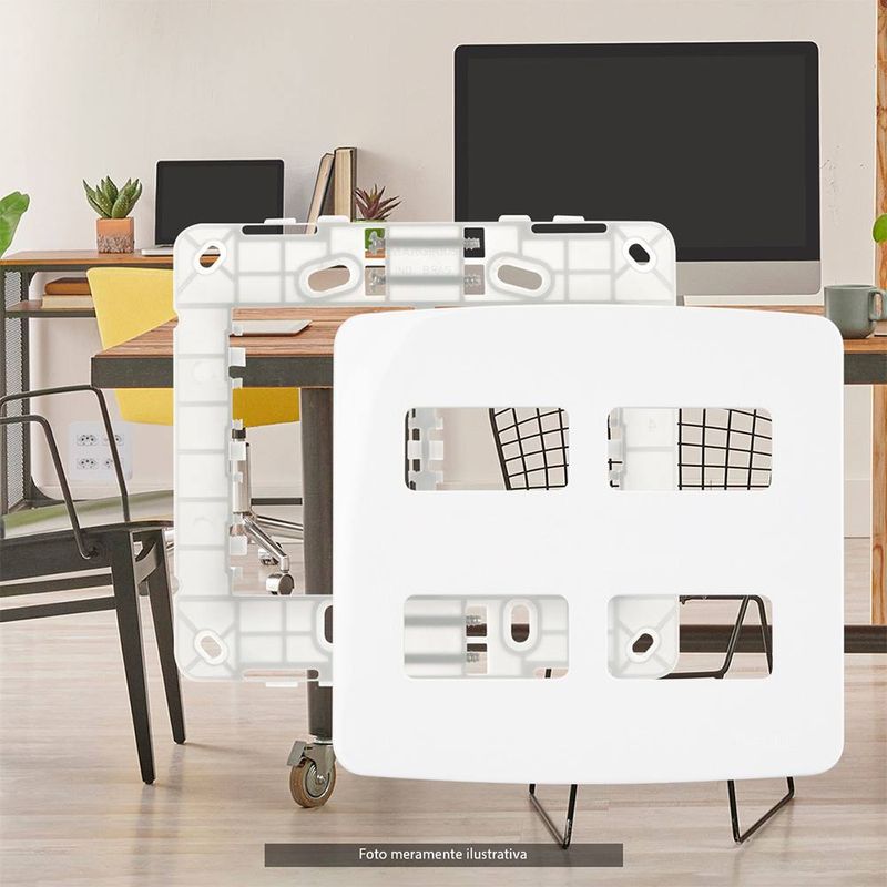 Placa 4 Postos 4x4 com Suporte Branca Linha B3