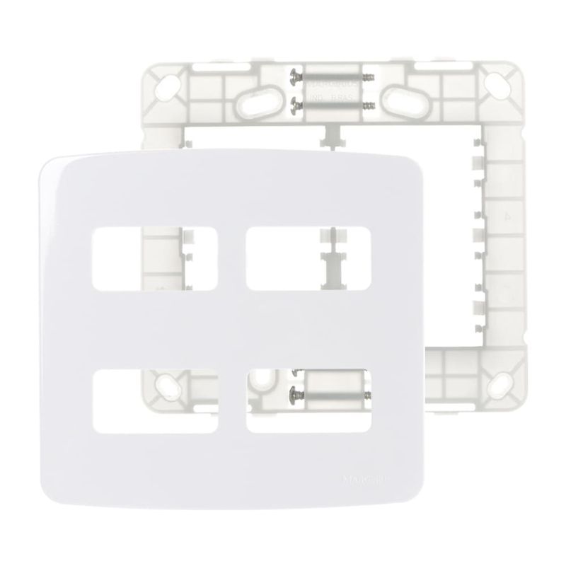 Placa 4 Postos 4x4 com Suporte Branca Linha B3