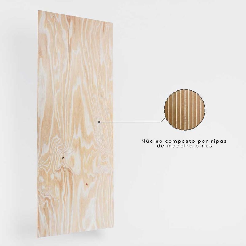 Folha de Porta Lisa Sarrafeada para Pintura Pinus 210x82cm