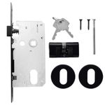 Fechadura Externa Roseta Redonda Victoria 40mm Zamac Epoxi Preta